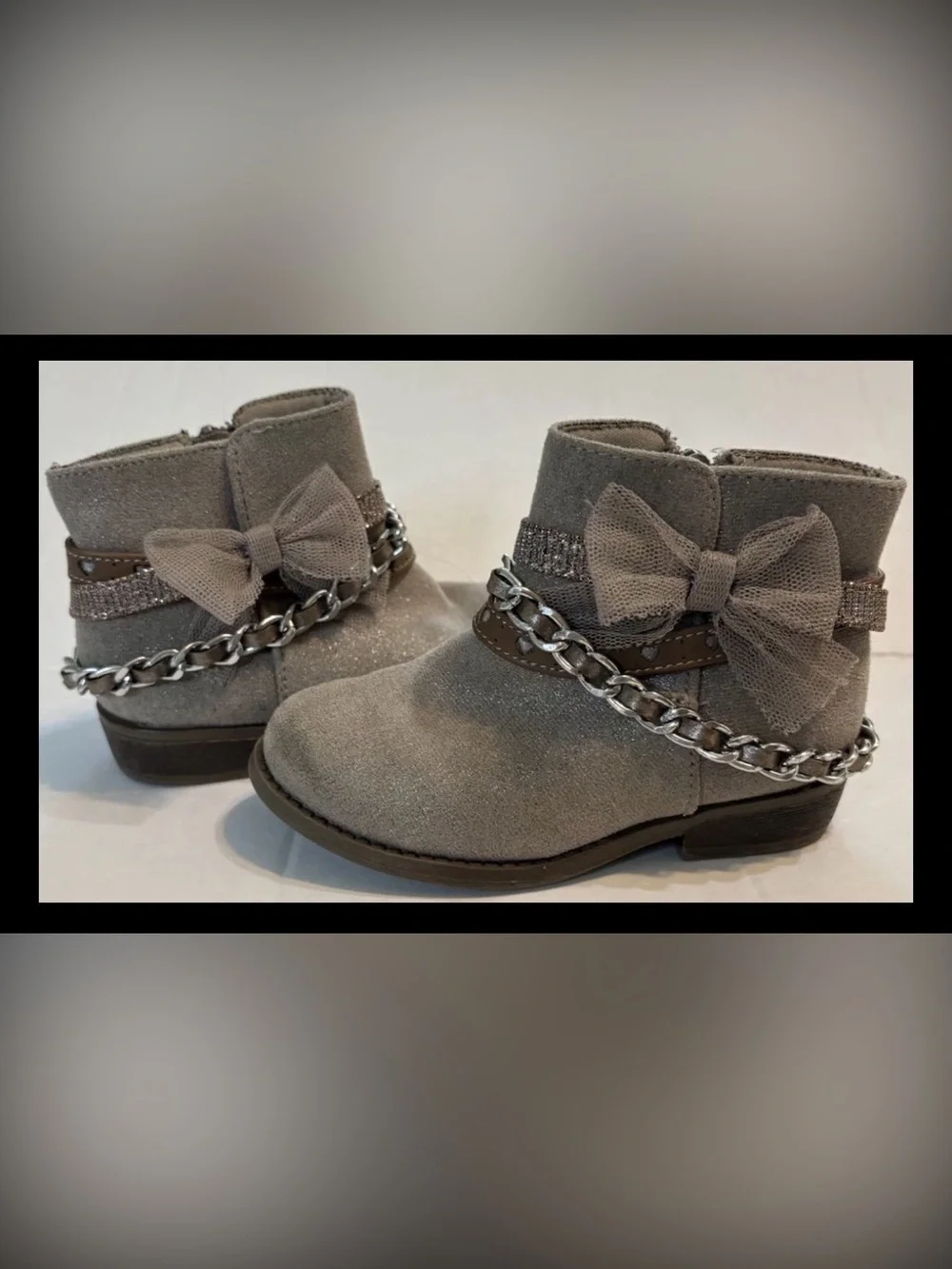Crown Vintage Girls Gray Ankle Boots US 7M Zip closures